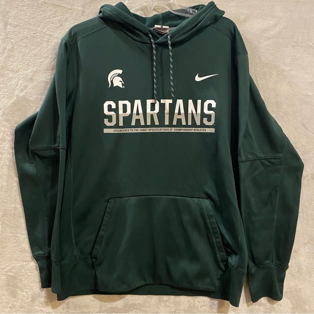 Michigan Spartans Hoodie Men’s Large Green Nike Sweatshirt Swoosh Pullover